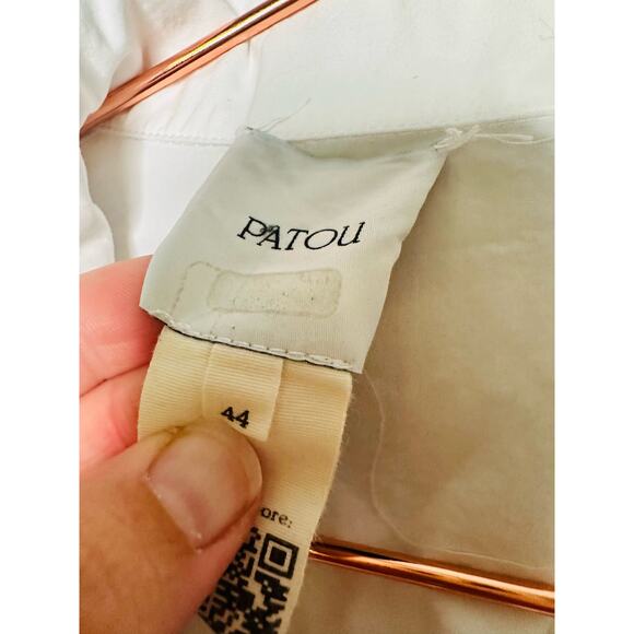 PATOU White Pleated Summer Tie Waist Button Down Top Shirt Dress Size EU 44 - Picture 12 of 15